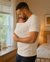 Blanc · Courte · T-shirt porte-bébé Nidou blanc manches courtes, peau à peau