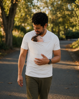Blanc · Courte · T-shirt porte-bébé Nidou blanc manches courtes, papa en balade