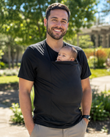 Noir · Courte · T-shirt porte-bébé Nidou noir manches courtes, en extérieur