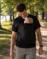 Noir · Courte · T-shirt porte-bébé Nidou noir manches courtes, papa en balade