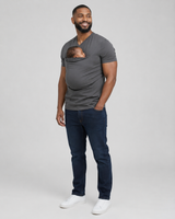 Gris · Courte · T-shirt porte-bébé Nidou gris, plan studio en pied